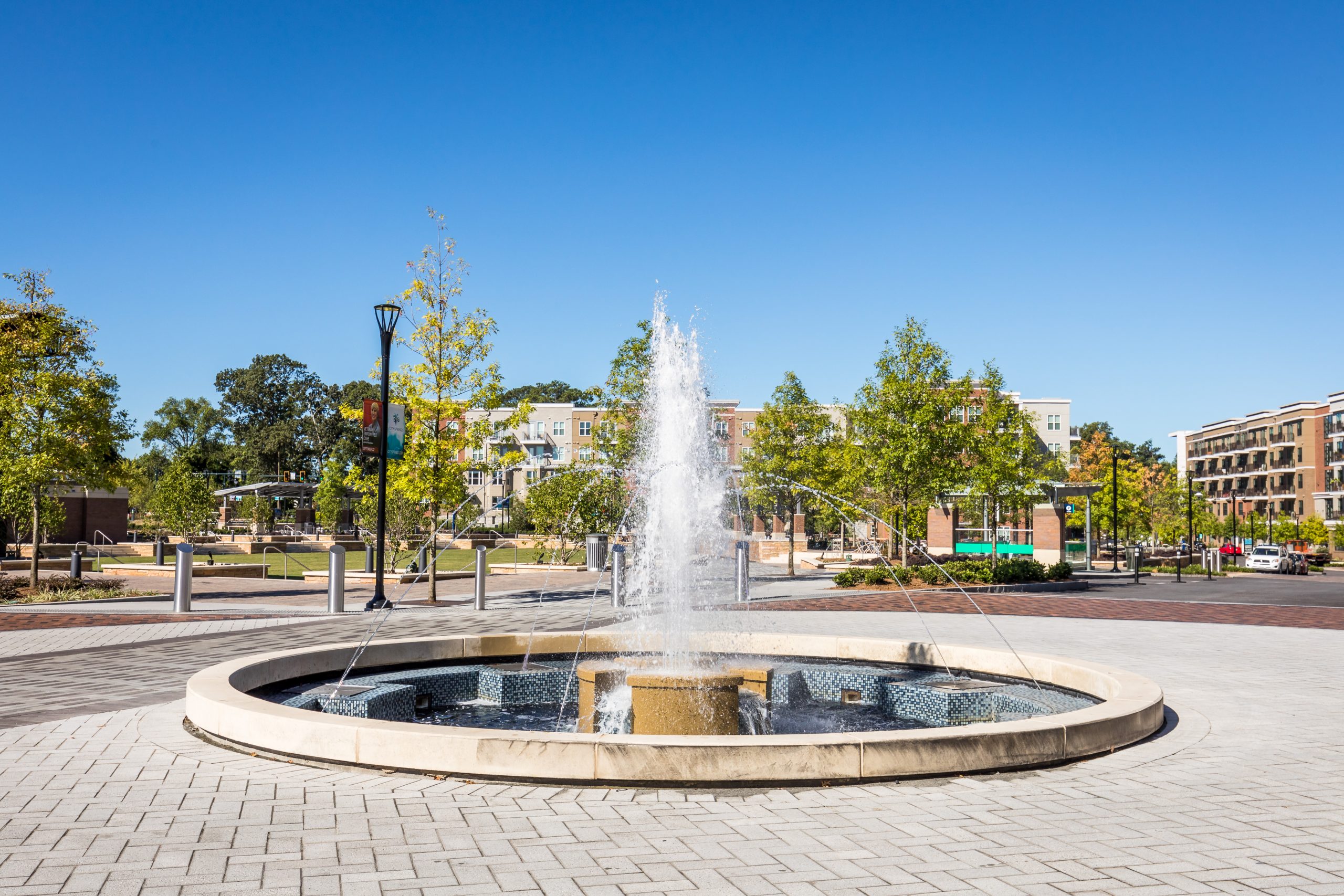 A fountain in City Springs