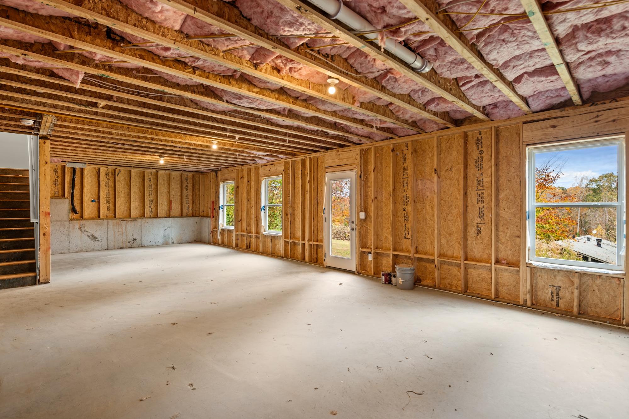 Unfinished basement in a new home in Atlanta